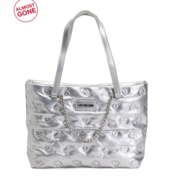 LOVE MOSCHINO Silver Embossed Shoulder Bag